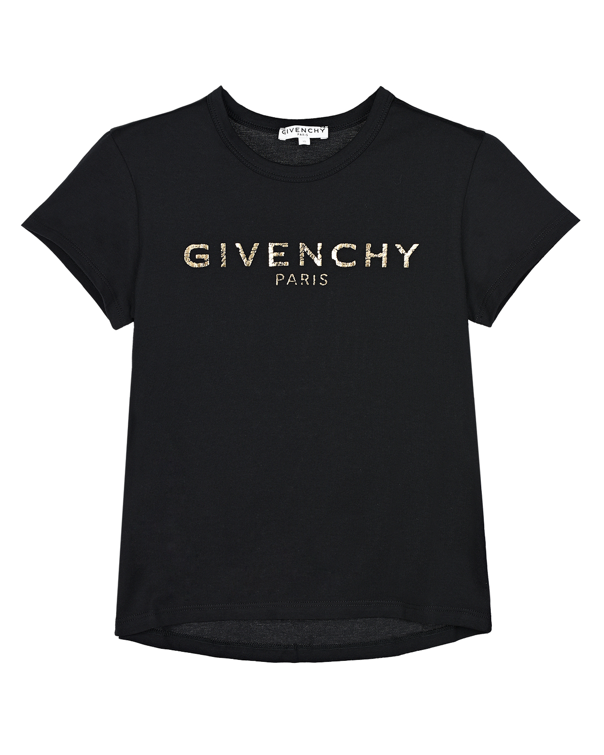 Черная футболка с зоолтым логотипом Givenchy детская, размер 128, цвет черный - фото 1