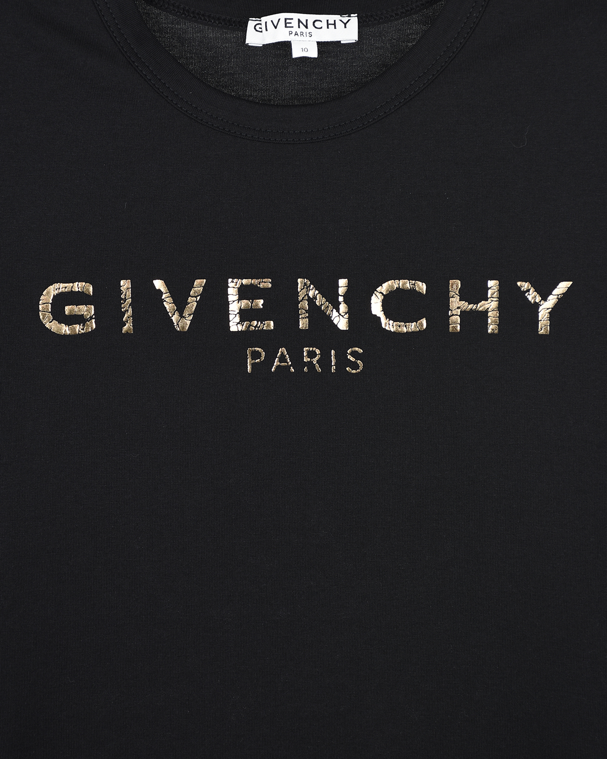 Черная футболка с зоолтым логотипом Givenchy детская, размер 128, цвет черный - фото 4