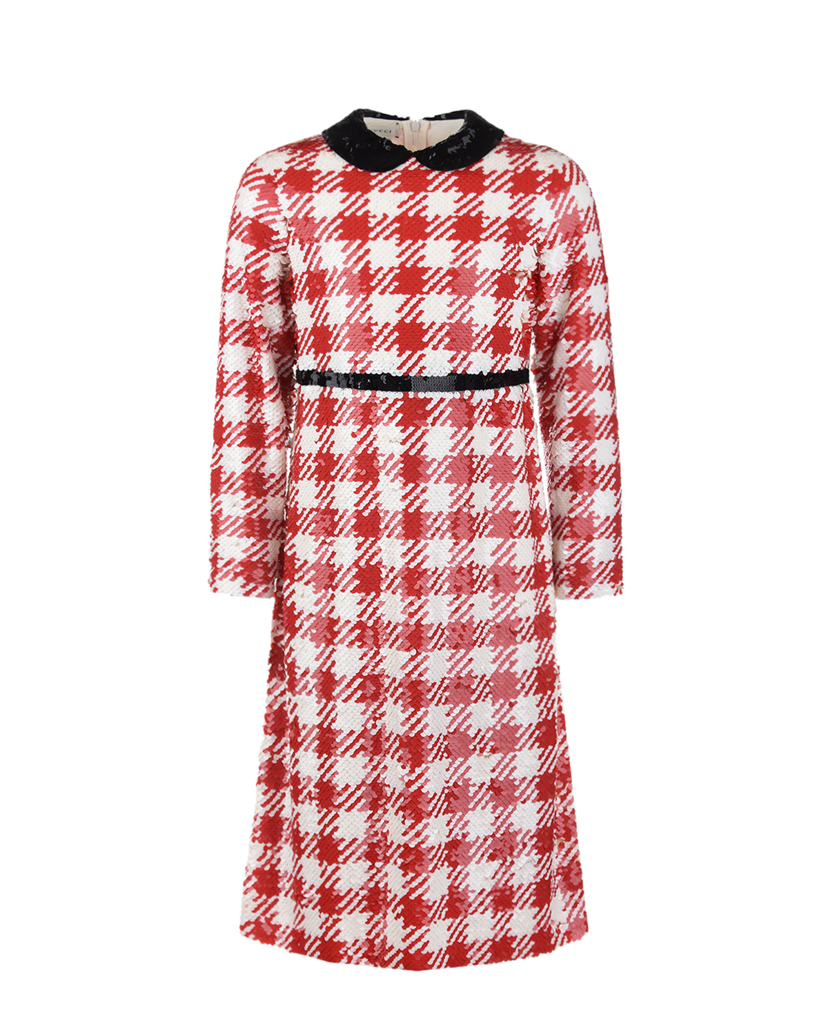 Клетчатое платье с отделкой пайетками GUCCI детское, размер 152, цвет мультиколор - фото 1