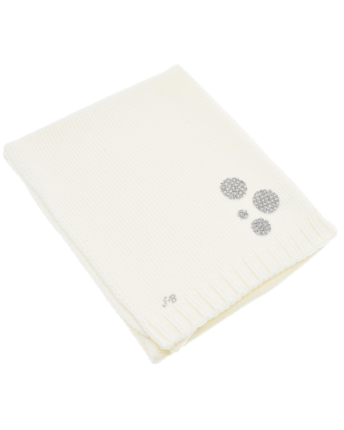 Шерстяной шарф с серебристым декором Joli Bebe детский, размер unica, цвет белый - фото 1