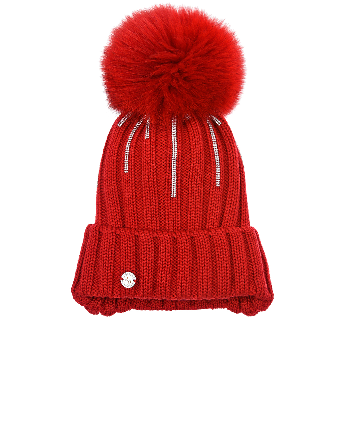 Красная шапка с помпоном и стразами Joli Bebe детская