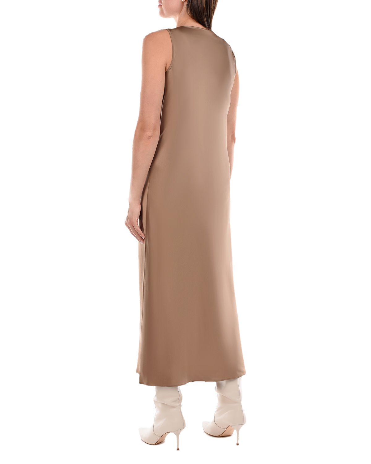 Коричневое шелковое платье Joseph, размер 40, цвет серый - фото 4