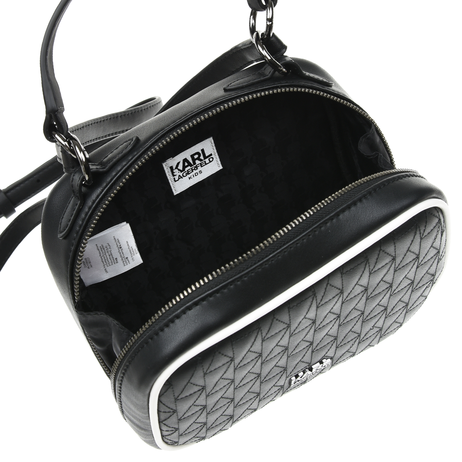 Черная сумка с белым кантом, 14x18x7 см Karl Lagerfeld kids детская, размер unica, цвет черный - фото 4