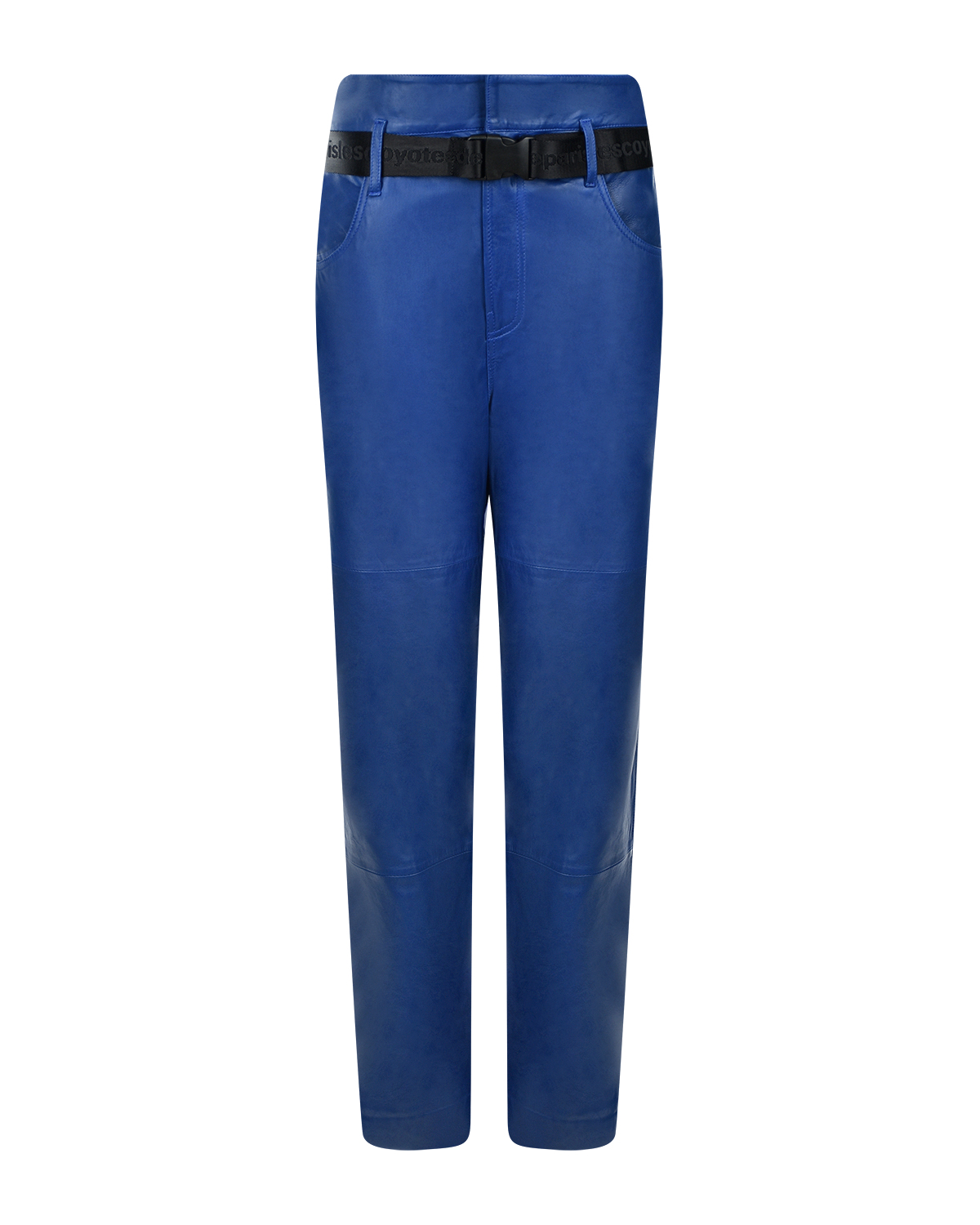 Синие кожаные брюки с черным ремнем Les Coyotes de Paris, размер 40, цвет синий - фото 1