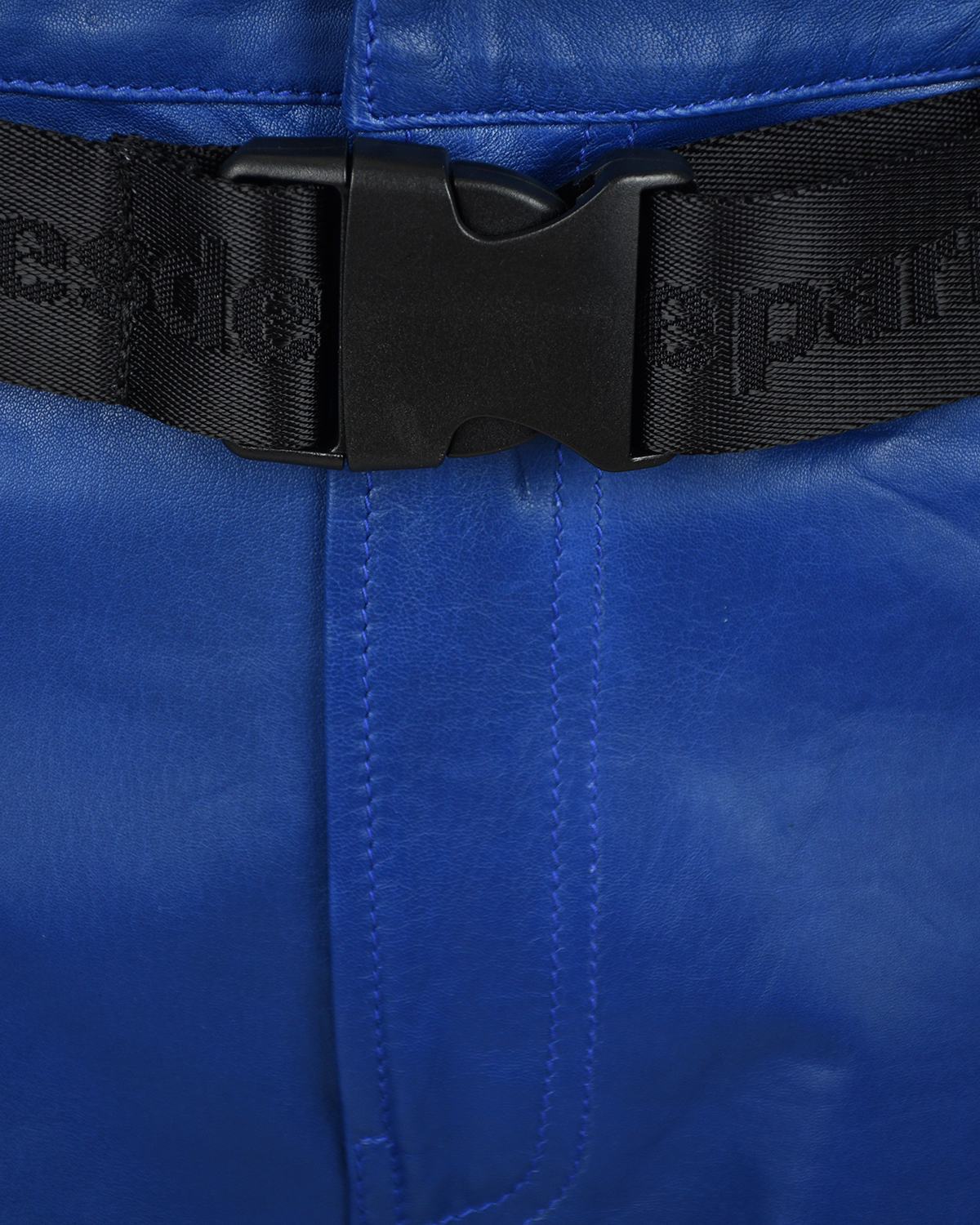 Синие кожаные брюки с черным ремнем Les Coyotes de Paris, размер 40, цвет синий - фото 6