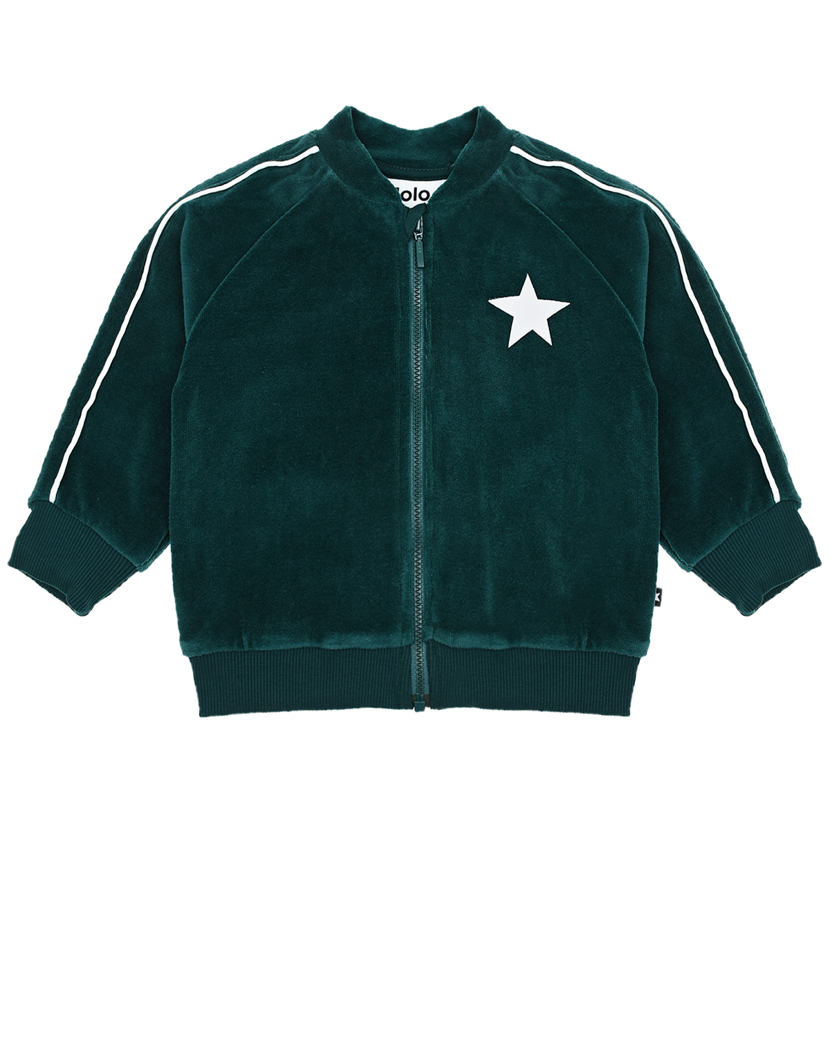 Зеленая спортивная куртка из велюра Molo детская, размер 80, цвет зеленый - фото 1