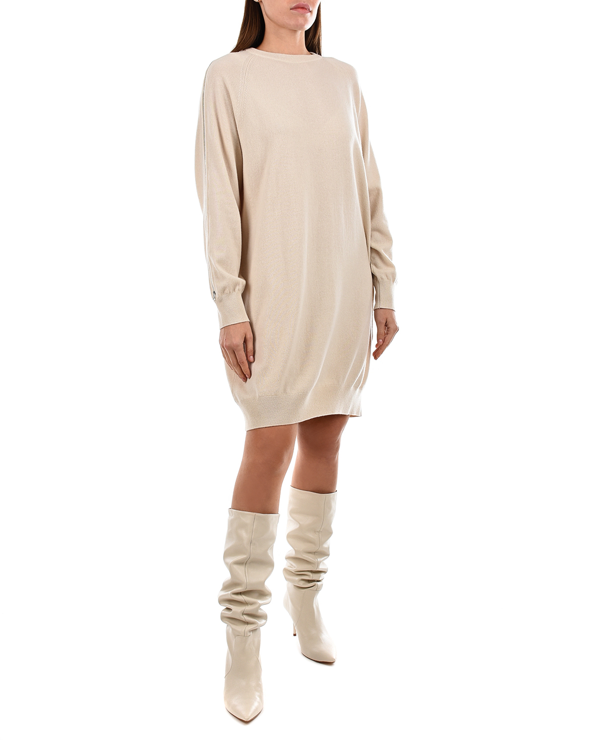 Бежевое платье из шерсти и кашемира MRZ, размер 40, цвет бежевый - фото 3