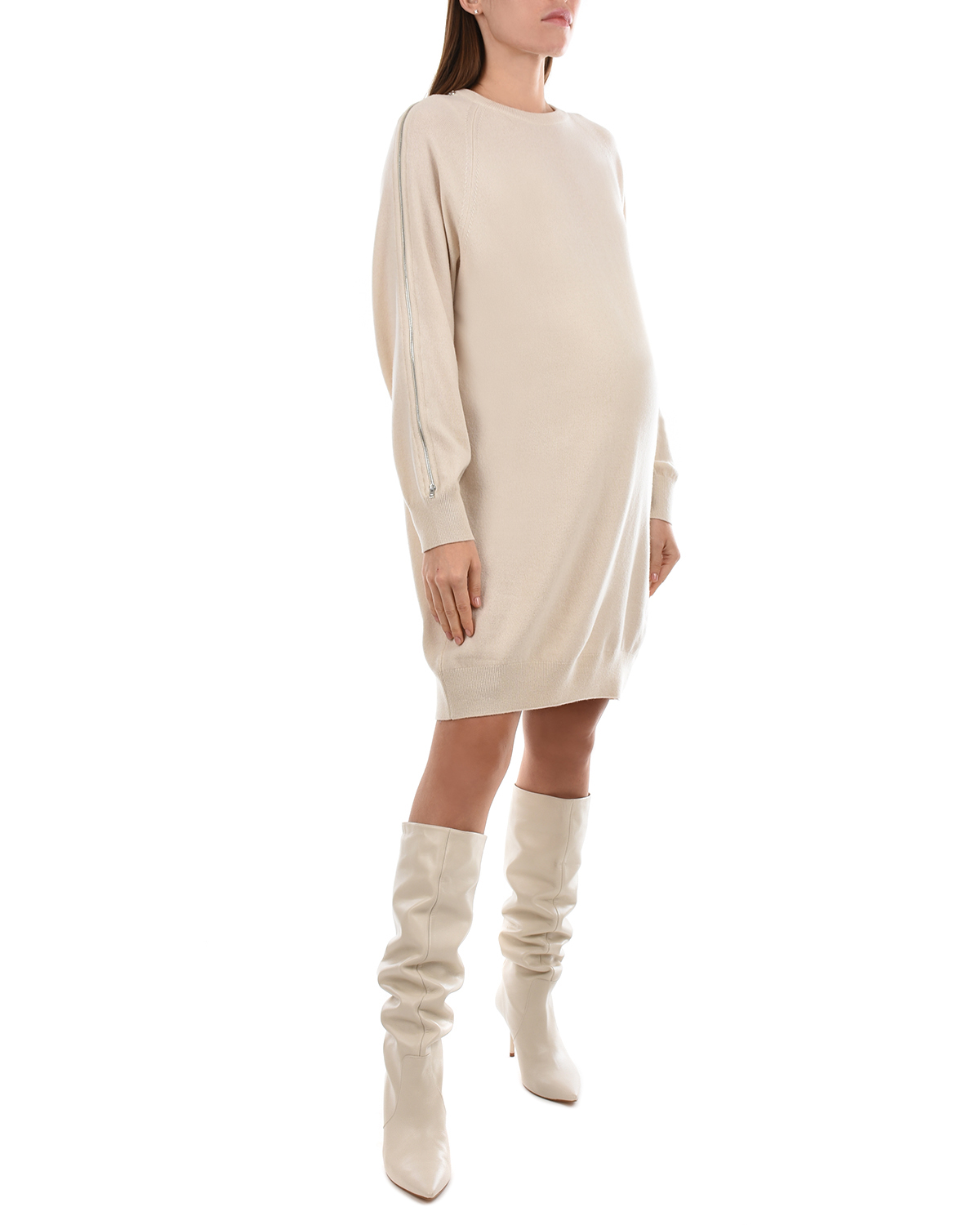 Бежевое платье из шерсти и кашемира MRZ, размер 40, цвет бежевый - фото 5