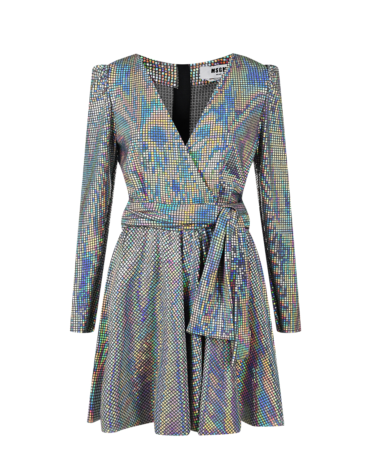 

Платье с объемными рукавами из ткани с голографическим эффектом MSGM, Нет цвета, Платье с объемными рукавами из ткани с голографическим эффектом MSGM