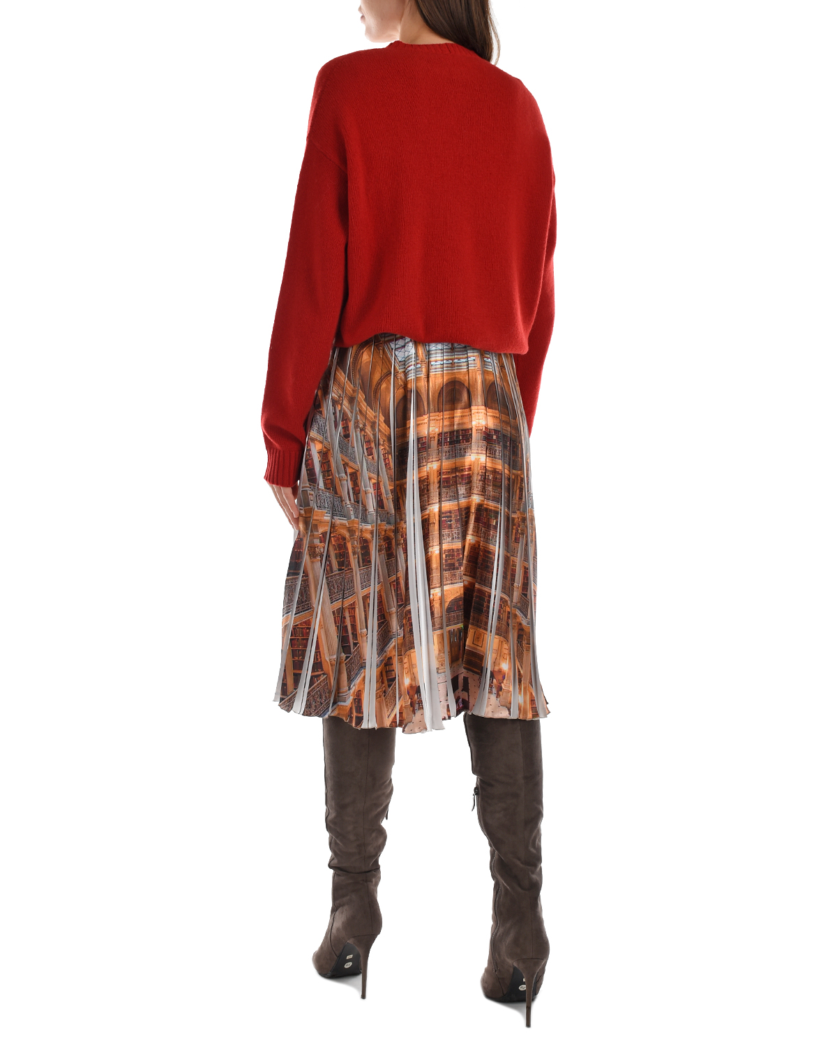 Плиссированная юбка с фотопринтом MSGM, размер 40, цвет бежевый - фото 4