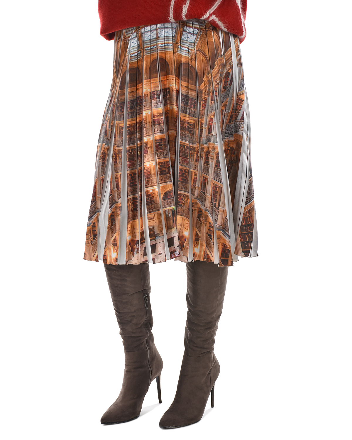 Плиссированная юбка с фотопринтом MSGM, размер 40, цвет бежевый - фото 7