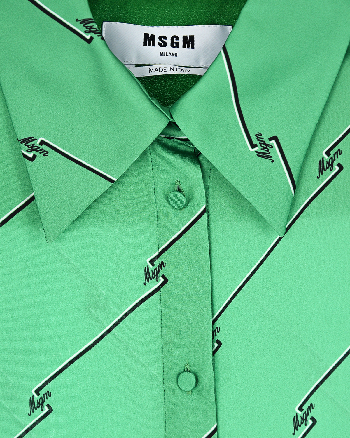 Зеленая рубашка с логотипом MSGM, размер 42, цвет зеленый - фото 5