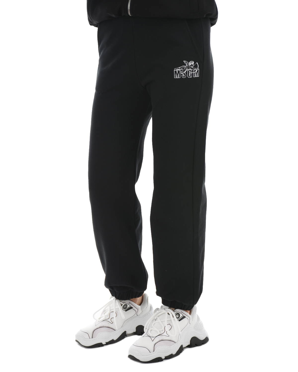Черные спортвные брюки с логотипом MSGM, размер 40, цвет черный - фото 7