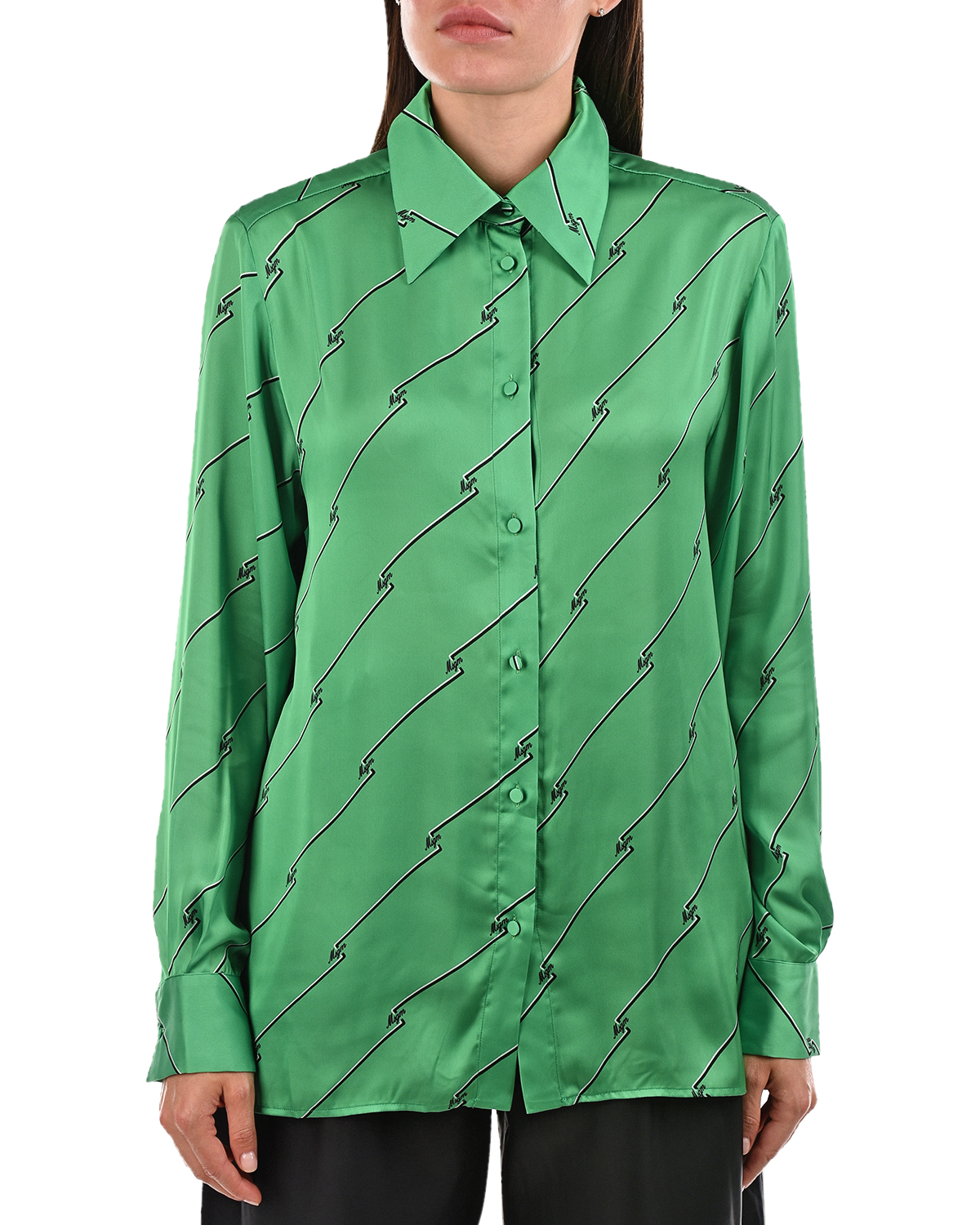 Зеленая рубашка с логотипом MSGM, размер 42, цвет зеленый - фото 6