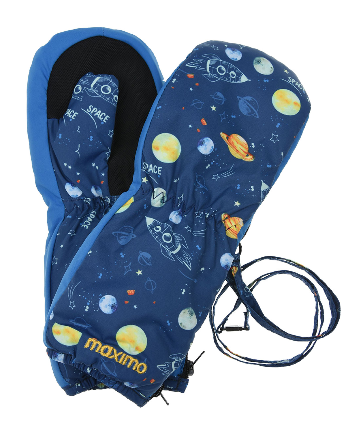 Купить Синие непромокаемые варежки с принтом космос MaxiMo детские, Синий, 100% полиэстер