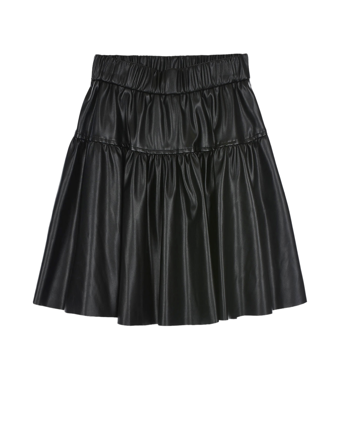 Черная юбка из экокожи Monnalisa детская, размер 128, цвет черный - фото 1