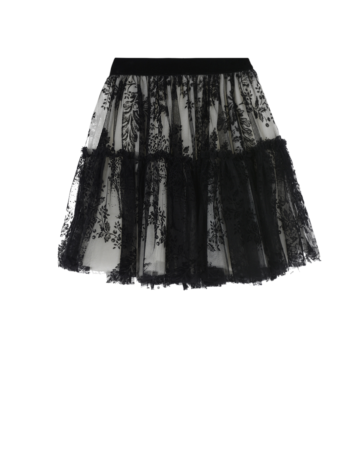 Черная юбка с гипюровым узором Monnalisa детская, размер 128, цвет черный - фото 3
