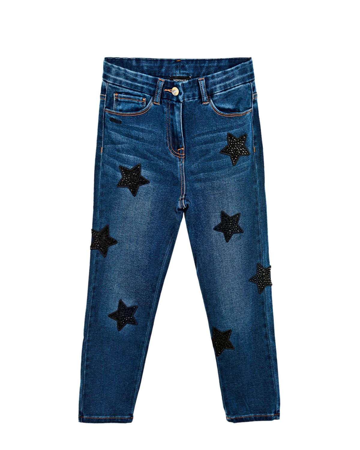 Синие джинсы с черными звездами Monnalisa