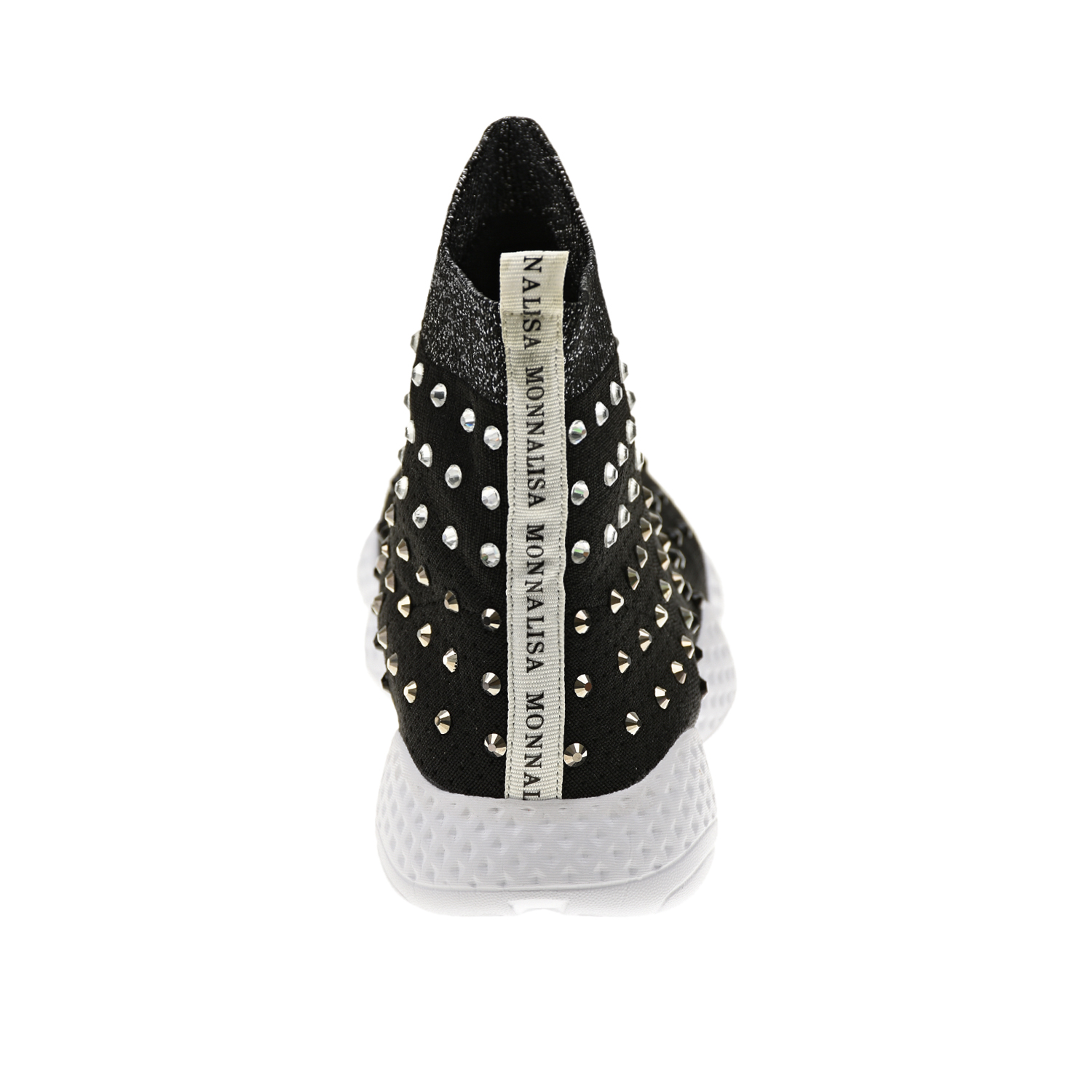 Черные кроссовки-носки с кристаллами Monnalisa детские, размер 37, цвет черный - фото 3