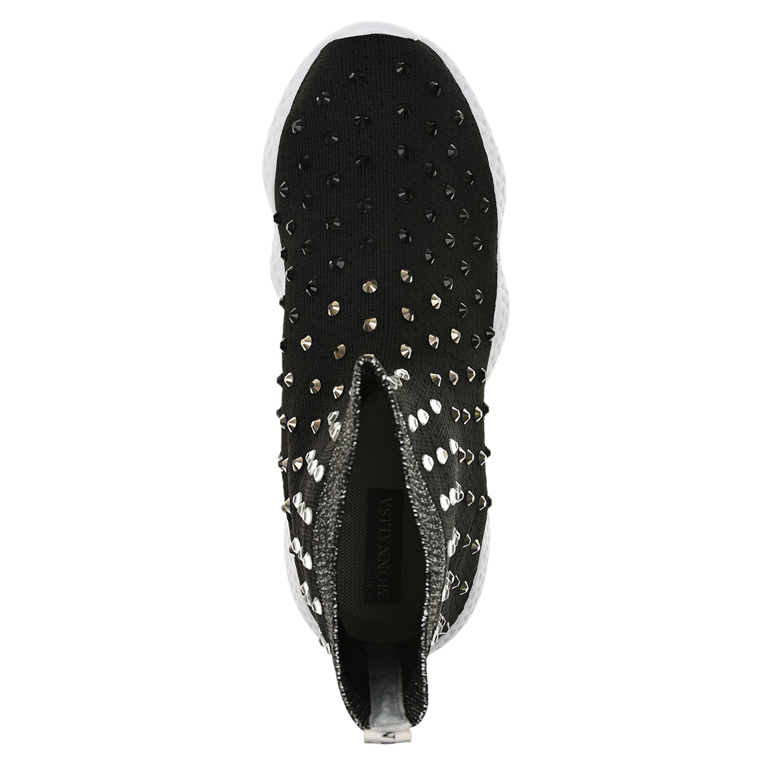Черные кроссовки-носки с кристаллами Monnalisa детские, размер 37, цвет черный - фото 4