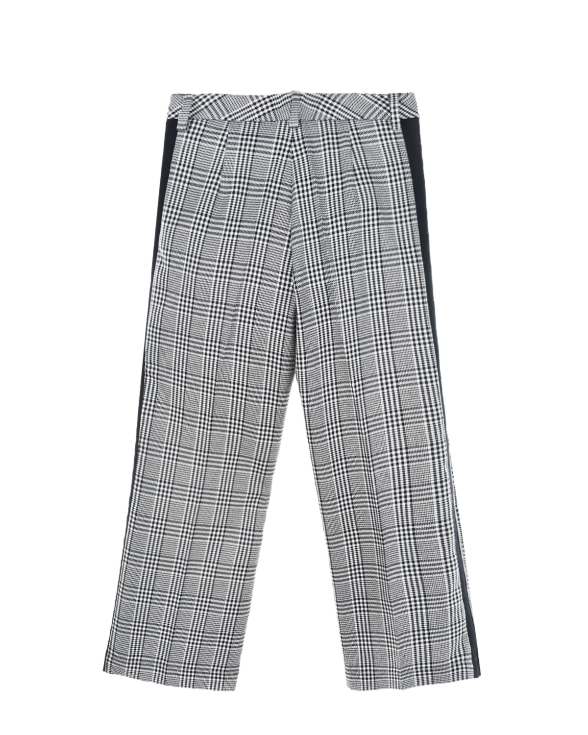Клетчатые брюки с кожаными лампасами Monnalisa детские, размер 140, цвет серый - фото 2