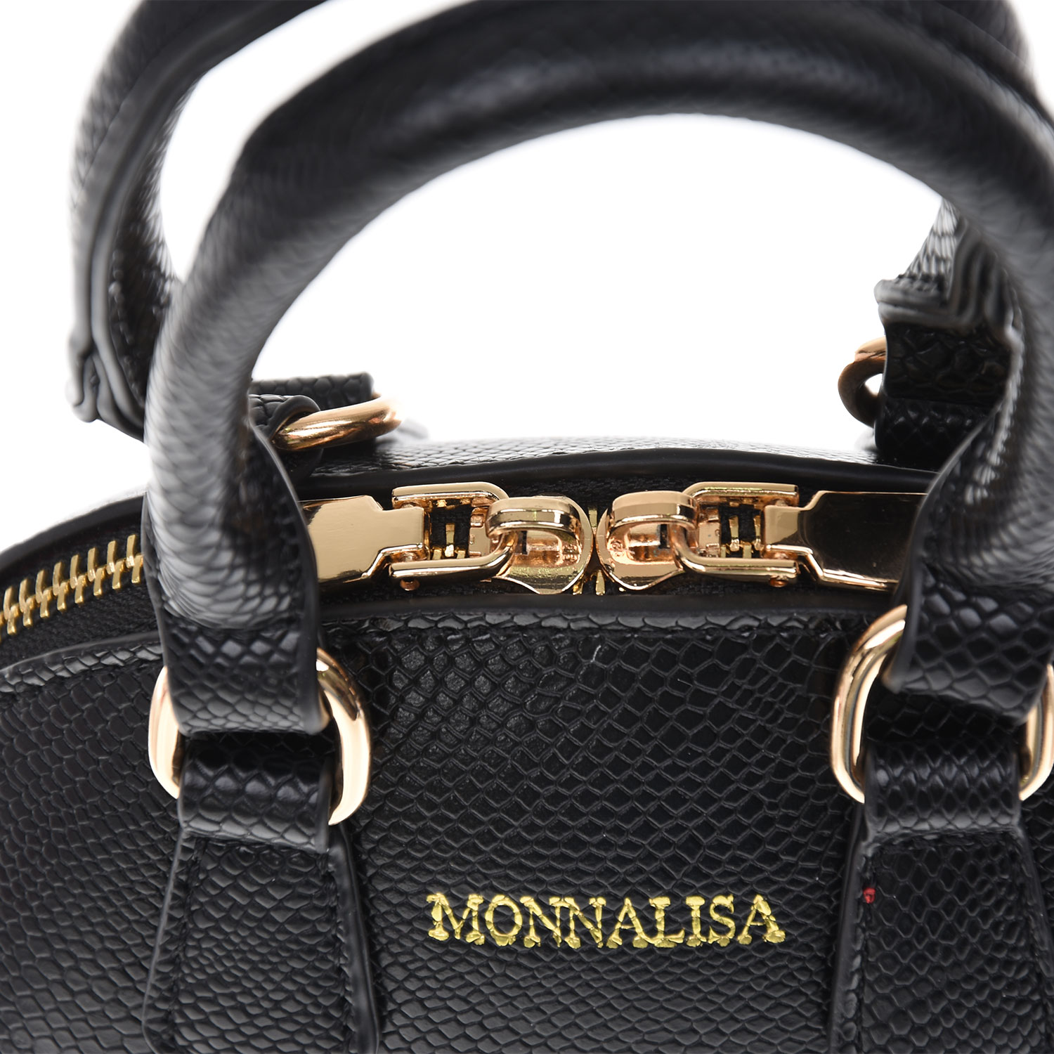 Черная сумка с тиснением под змеиную кожу, 7х18х13 см Monnalisa детская, размер unica, цвет черный - фото 6