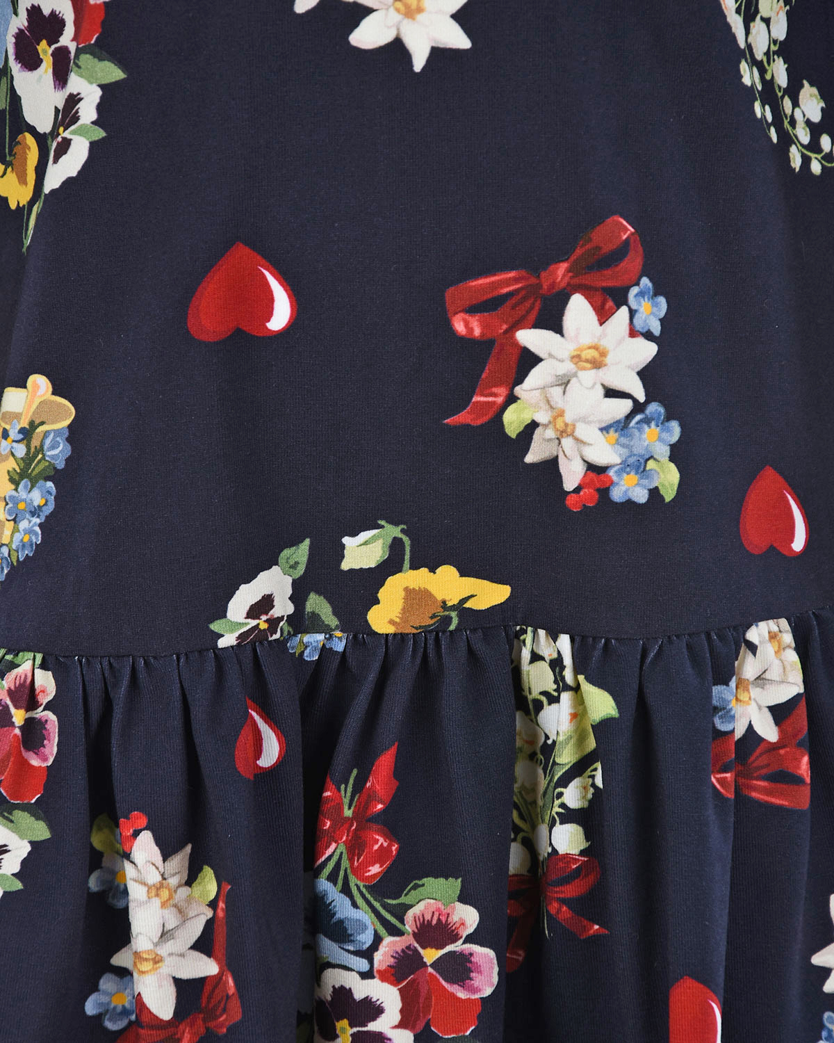 Платье с принтом "цветы и сердечки" Monnalisa детское, размер 104 - фото 3