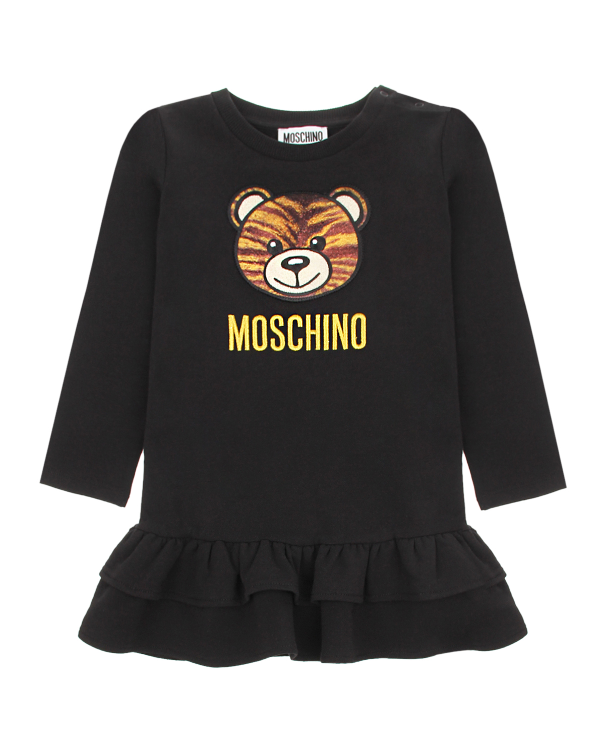 Черное платье с принтом "медвежонок" Moschino детское