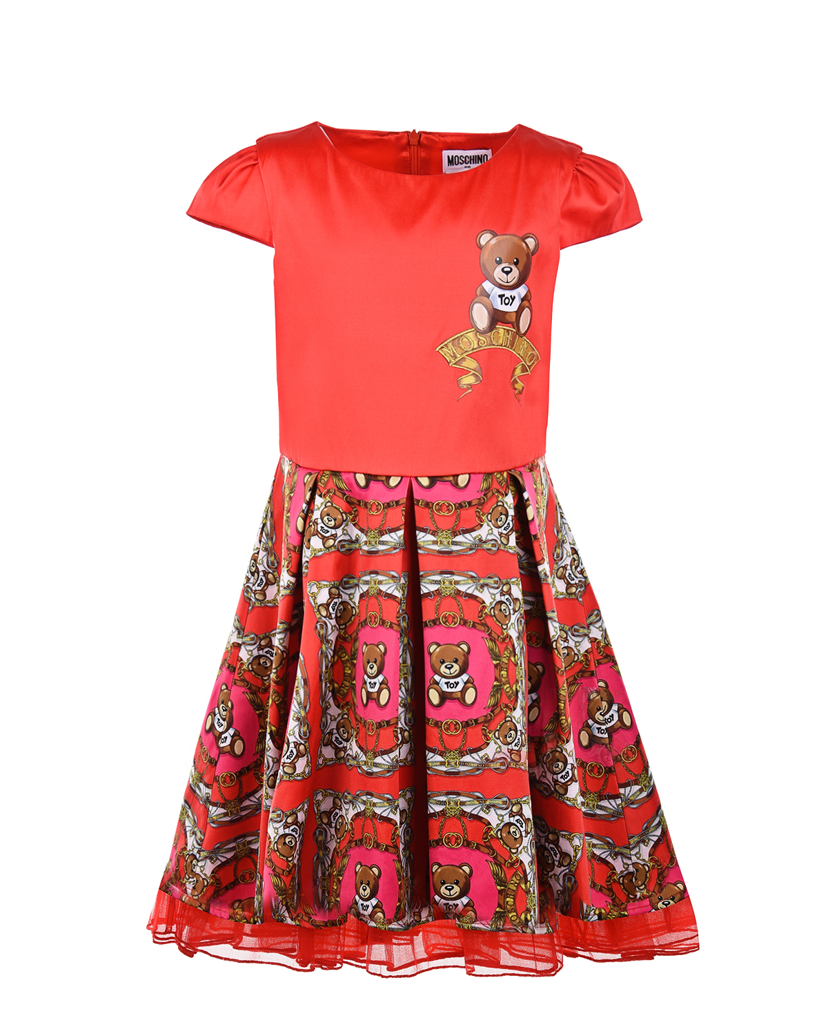 Приталенное платье с широкой юбкой Moschino детское, размер 110, цвет красный - фото 1