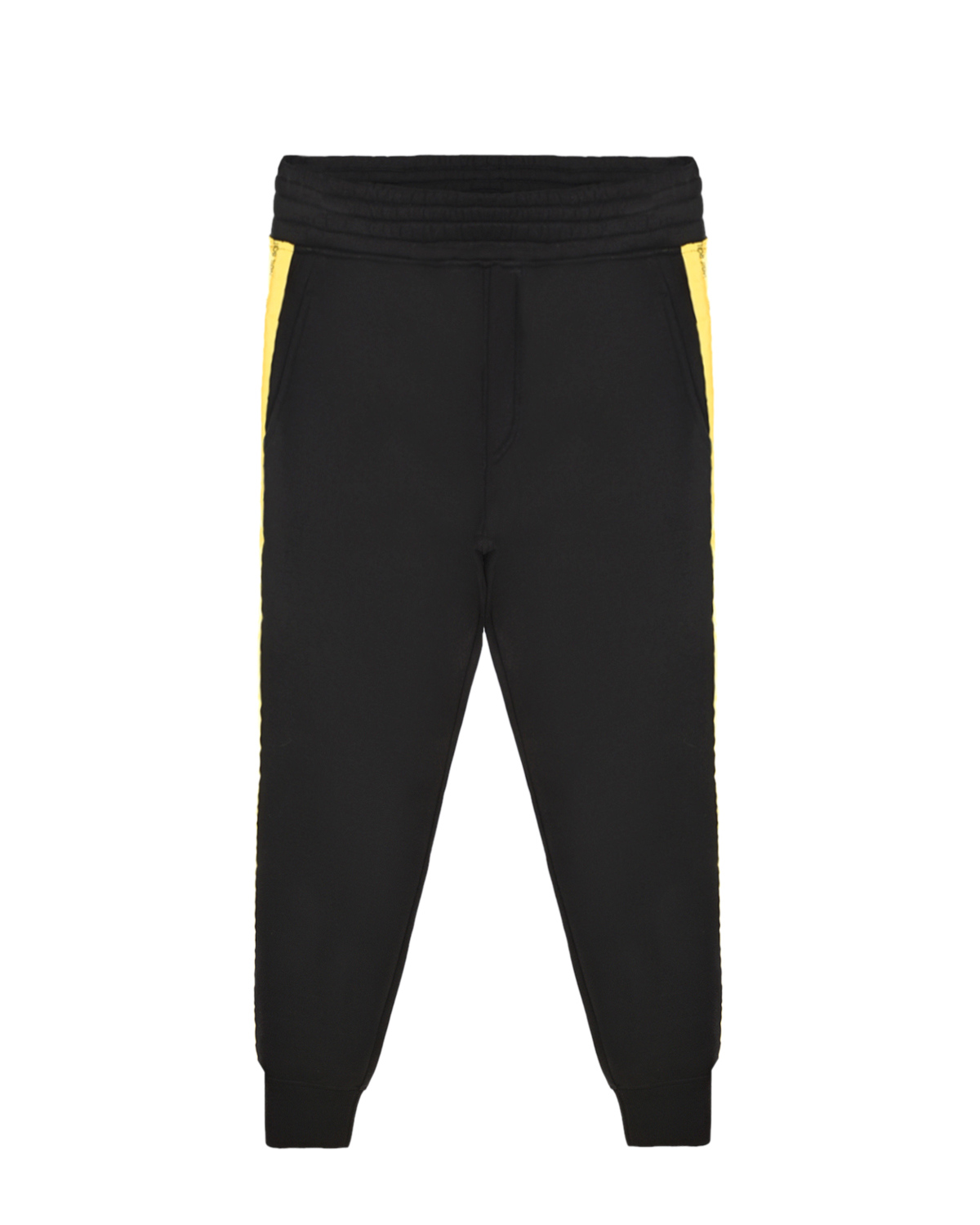 Спортивные брюки с желтыми лампасами Neil Barrett детские, размер 140, цвет черный - фото 1