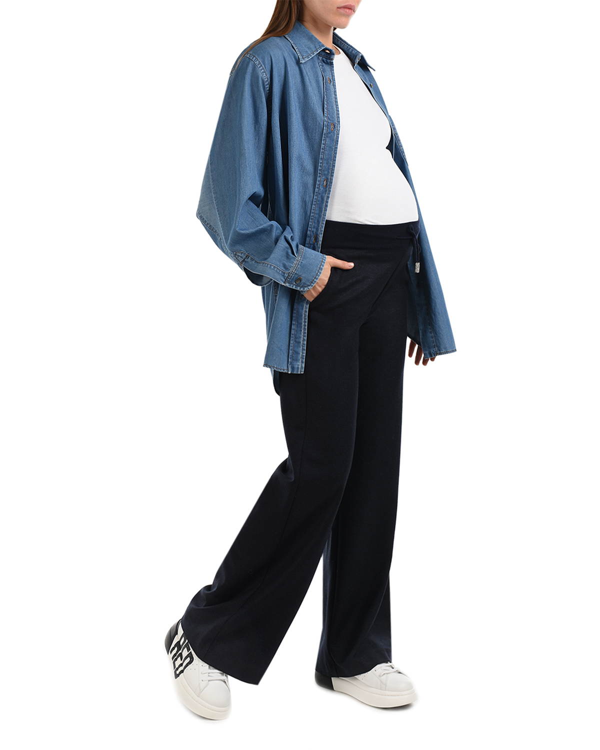 Синие брюки с люрексом Panicale, размер 46, цвет синий - фото 4