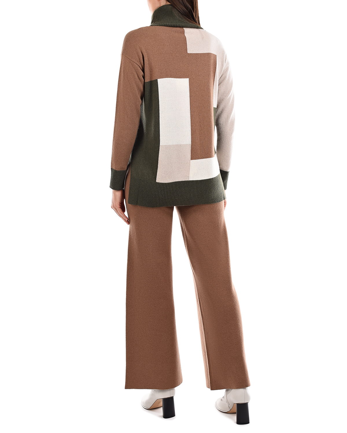 Джемпер из шерсти и кашемира color block Panicale, размер 40, цвет коричневый - фото 3