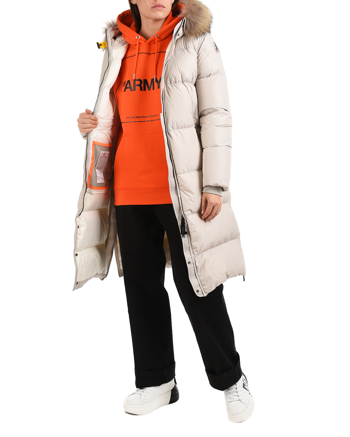 Серое пуховое пальто Parajumpers, размер 40, цвет серый - фото 2
