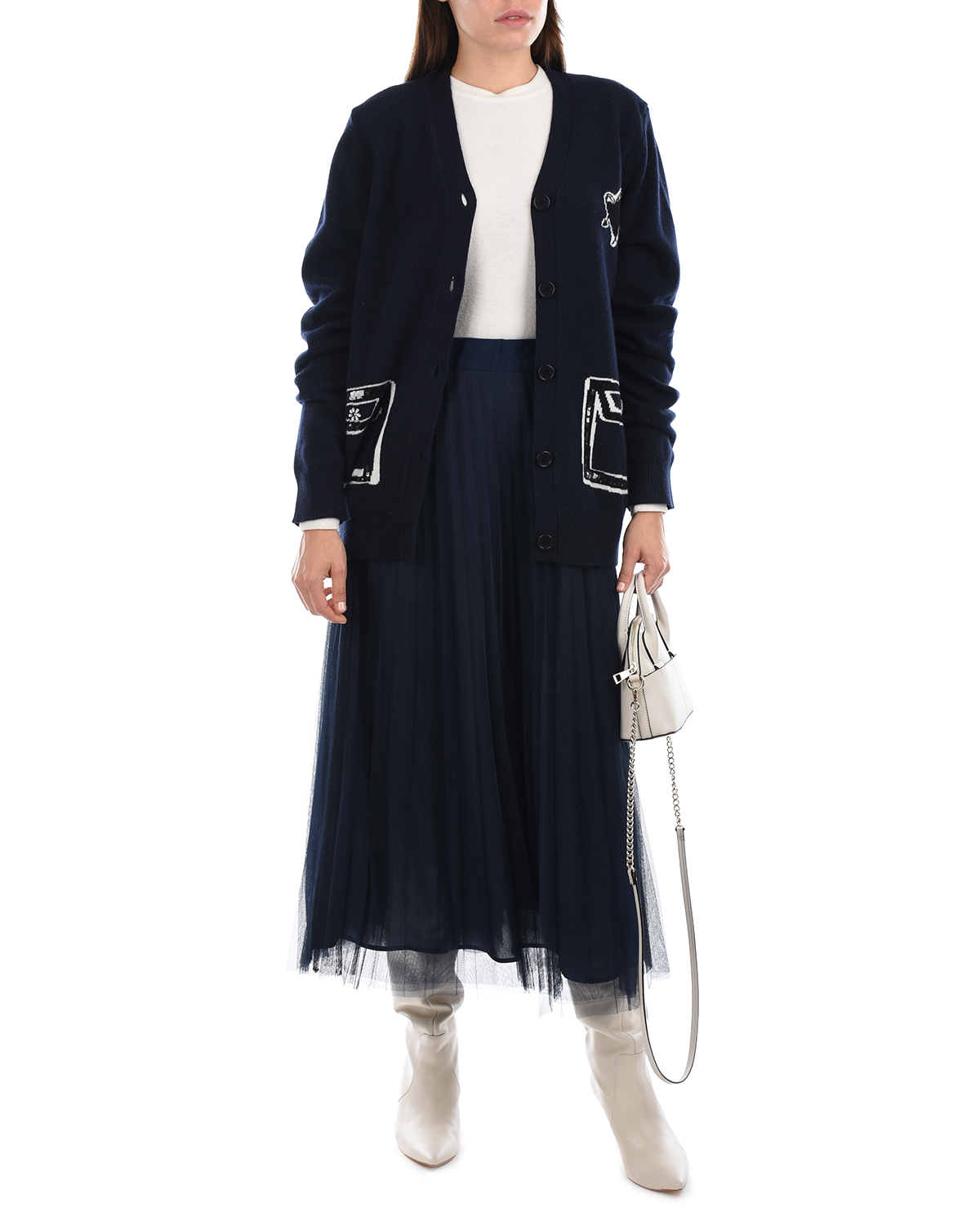 Темно-синяя плиссированная юбка Parosh, размер 40, цвет нет цвета - фото 2