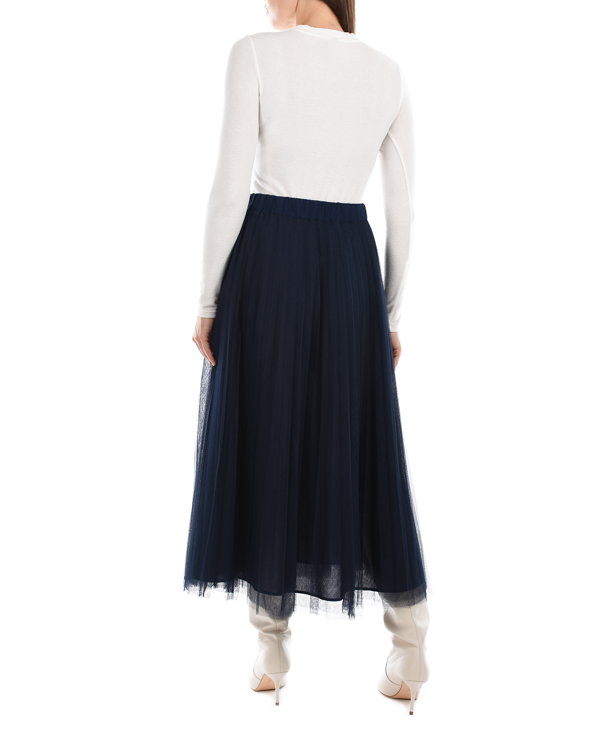 Темно-синяя плиссированная юбка Parosh, размер 40, цвет нет цвета - фото 4