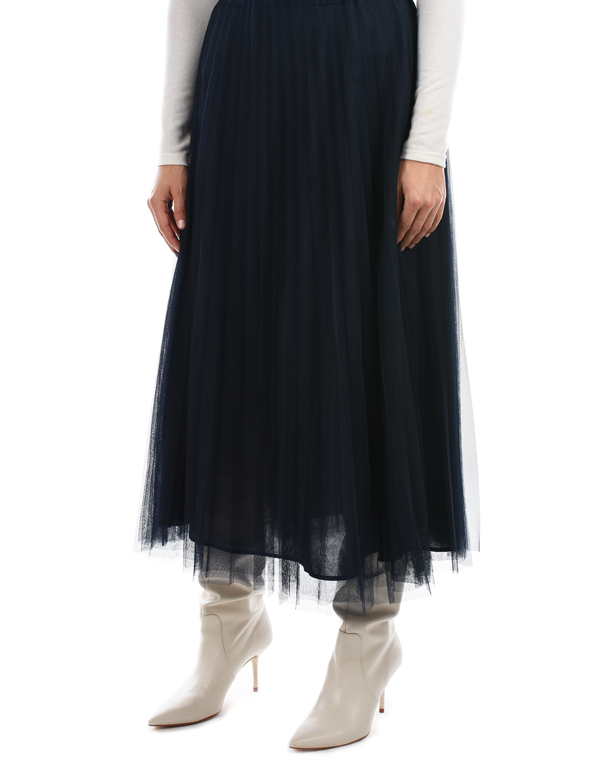 Темно-синяя плиссированная юбка Parosh, размер 40, цвет нет цвета - фото 7