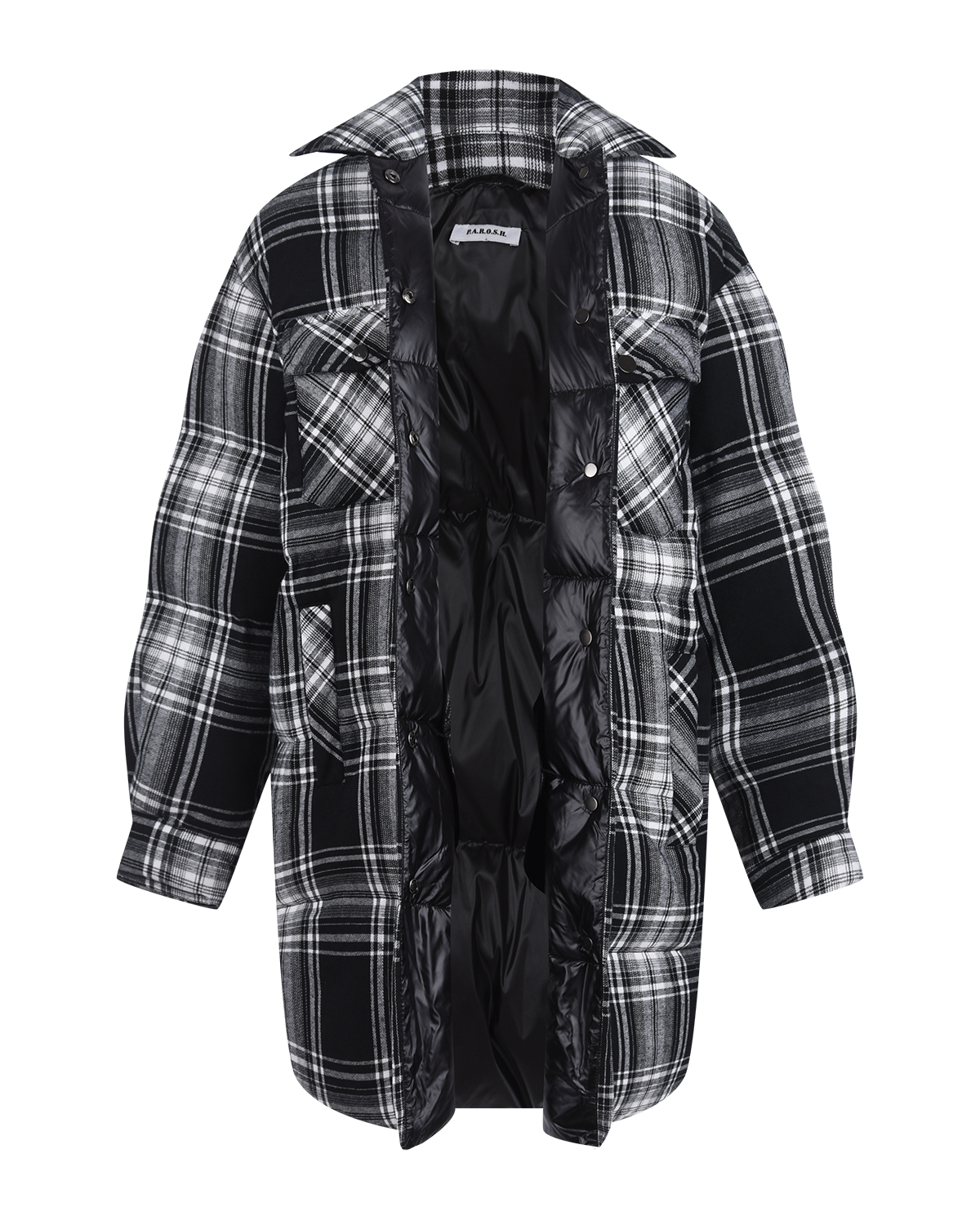 Пальто имитирующее рубашку в клетку Parosh, размер 42, цвет черный - фото 6