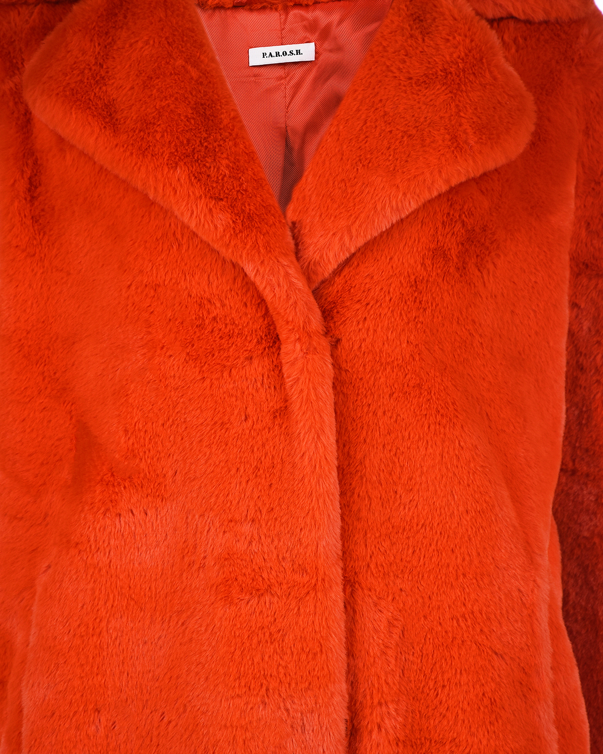 Красное пальто из эко-меха Parosh, размер 40, цвет красный - фото 8