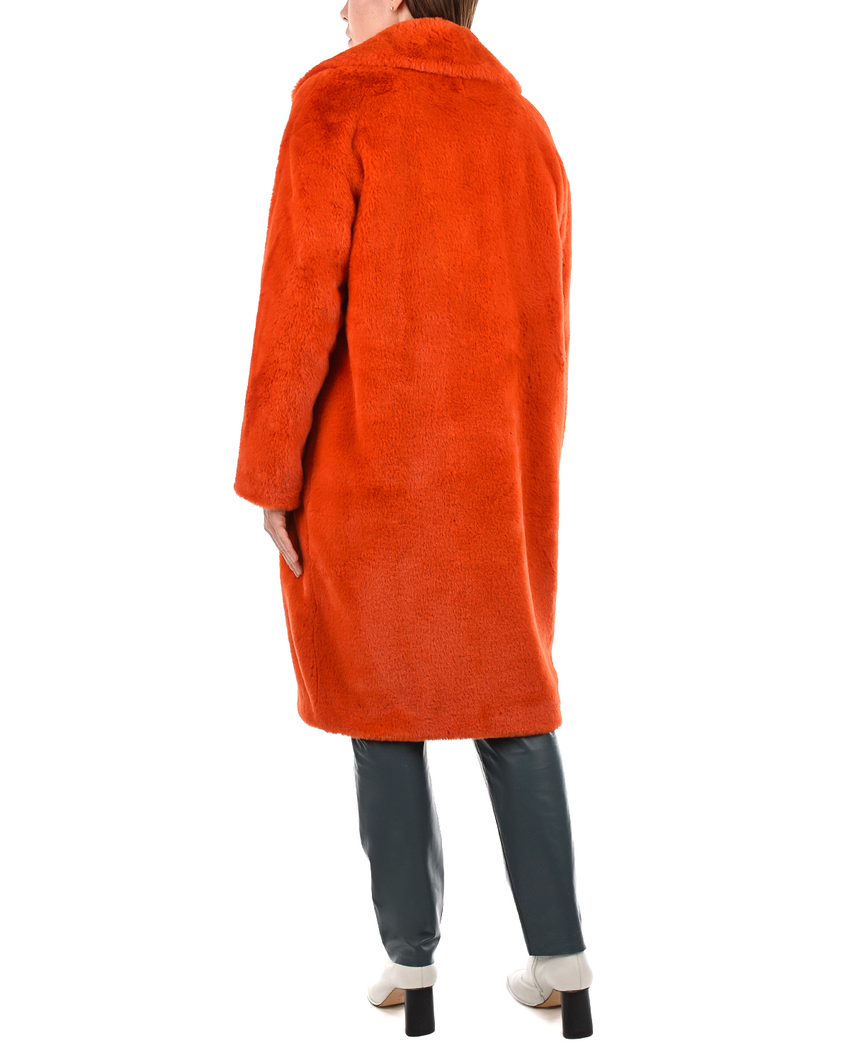 Красное пальто из эко-меха Parosh, размер 40, цвет красный - фото 3