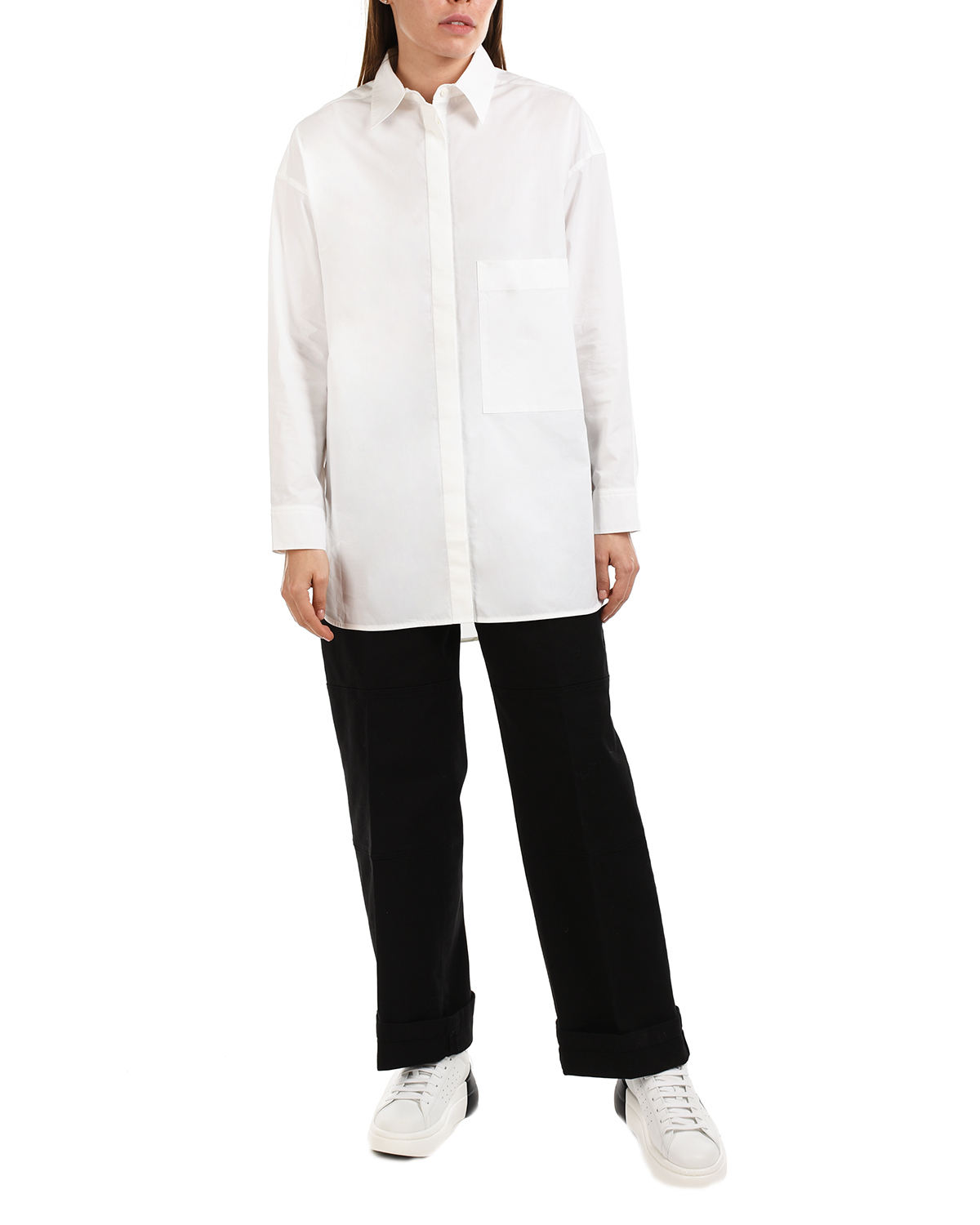 Удлиненная белая рубашка Parosh, размер 38, цвет белый - фото 2