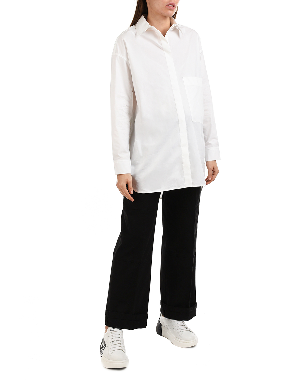 Удлиненная белая рубашка Parosh, размер 38, цвет белый - фото 4