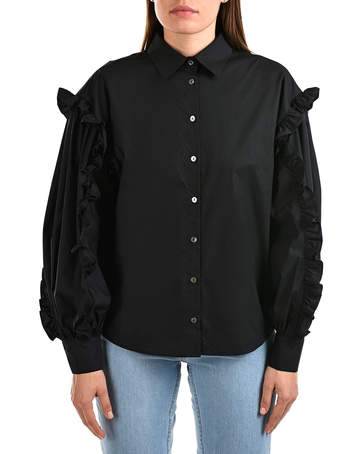 Черный блузон с рюшами Parosh, размер 40 - фото 6