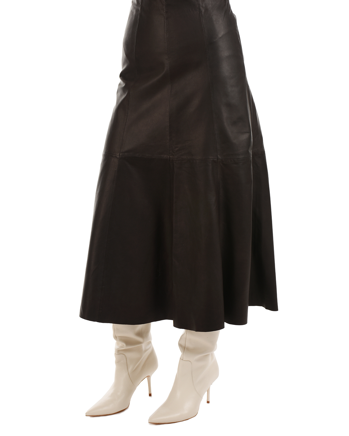 Черная кожаная юбка Parosh, размер 40, цвет коричневый - фото 7