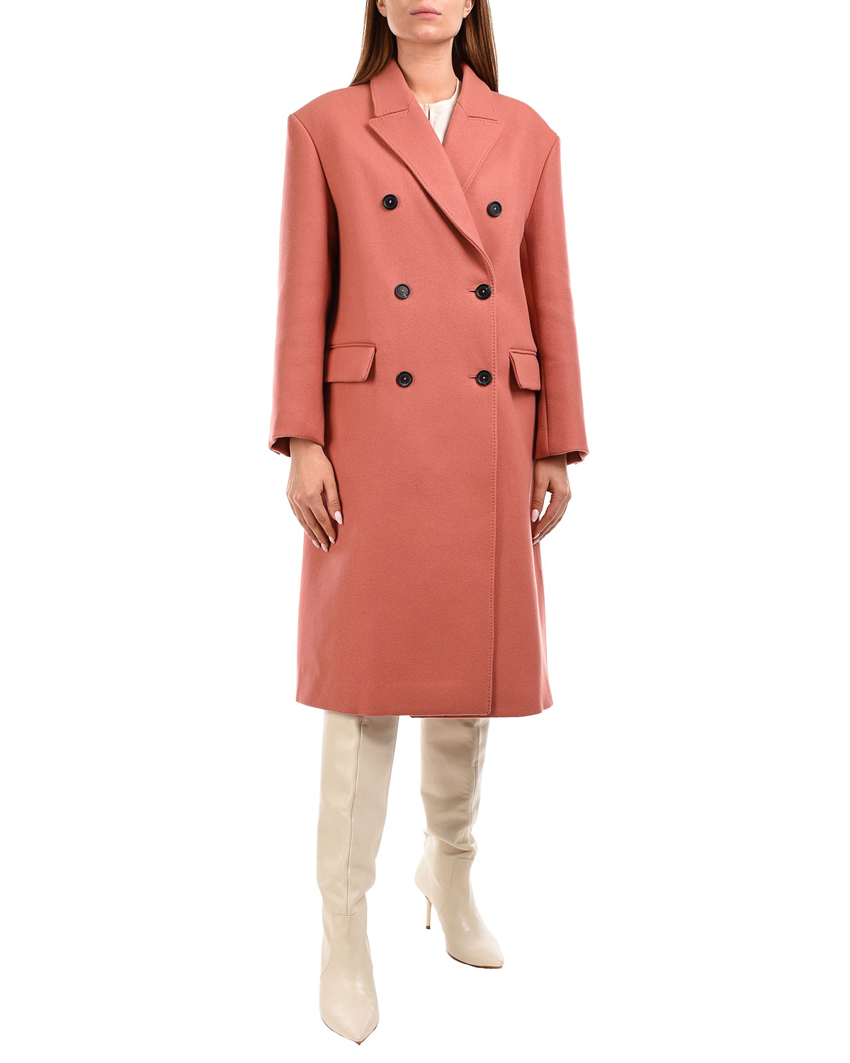 Двубортное пальто oversize Paul&Joe, размер 40, цвет розовый - фото 2