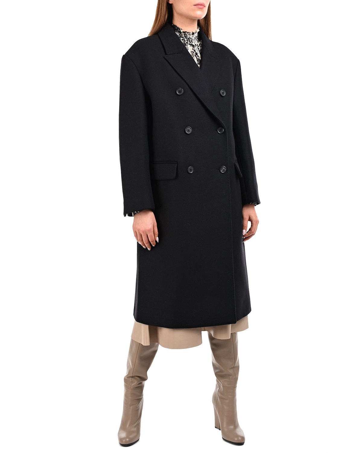 Черное пальто oversize Paul&Joe, размер 42, цвет черный - фото 3