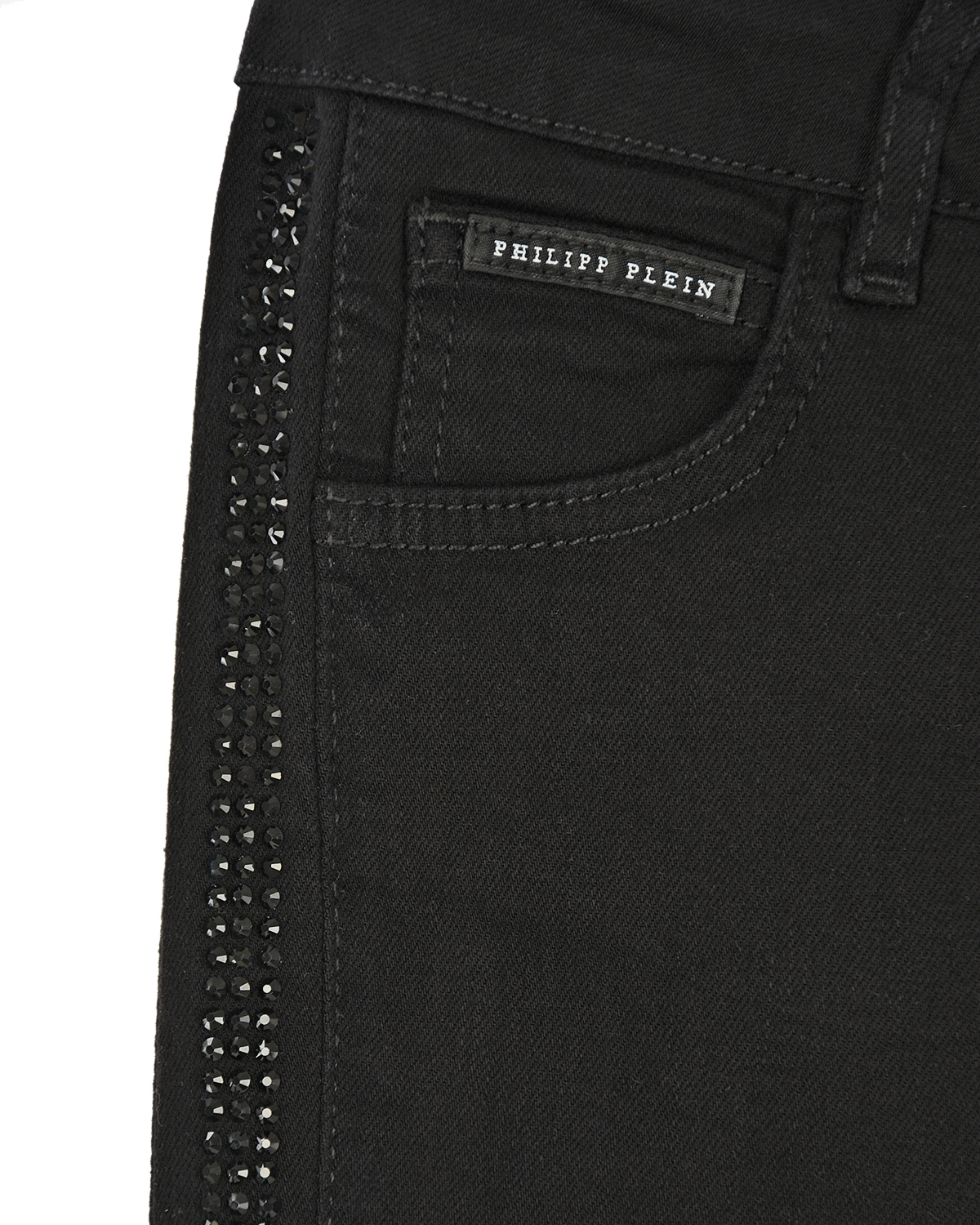 Черные джинсы с лампасами из страз Philipp Plein детские, размер 152, цвет черный - фото 3