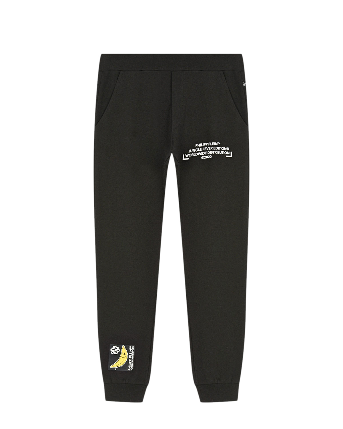 Черные спортивные брюки с принтом "банан" Philipp Plein детские, размер 140, цвет черный - фото 1
