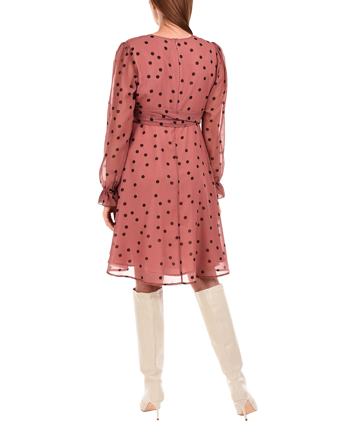 Розовое платье в горошек Pietro Brunelli, размер 38, цвет коричневый - фото 4