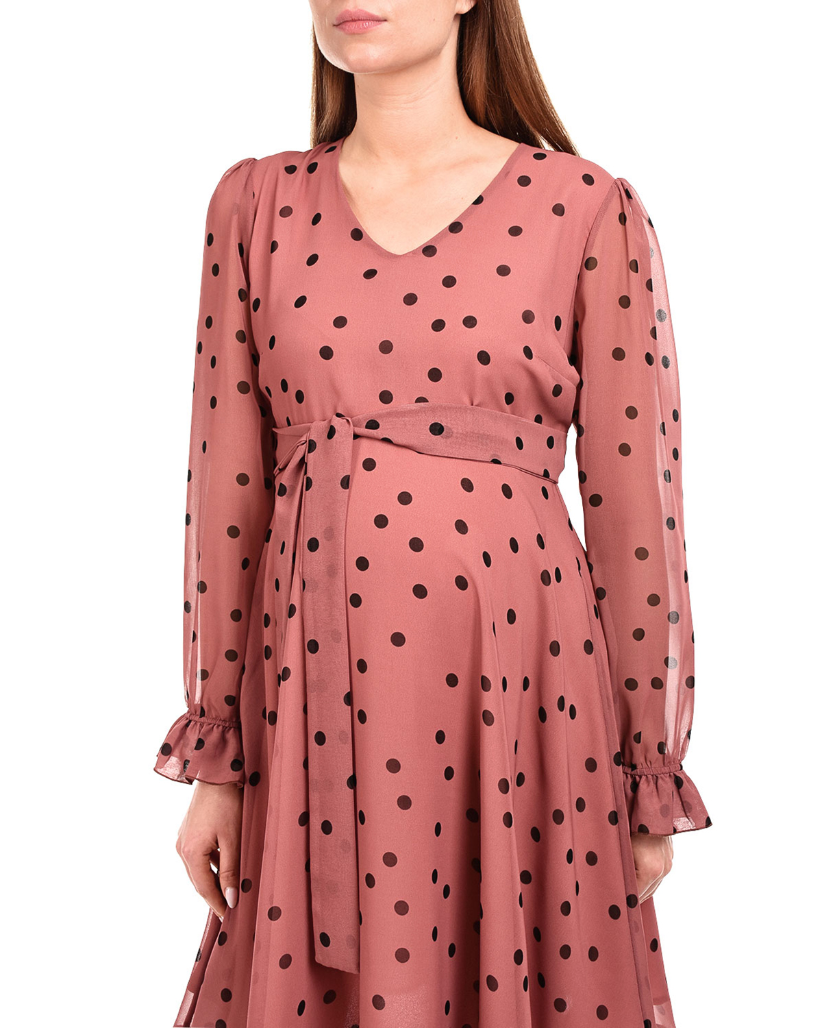 Розовое платье в горошек Pietro Brunelli, размер 38, цвет коричневый - фото 8