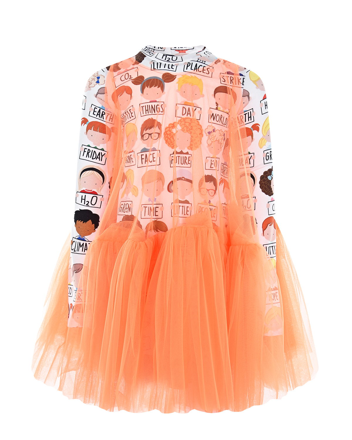 Платье из хлопка и тюля Scrambled Ego детское, размер 104, цвет мультиколор - фото 1